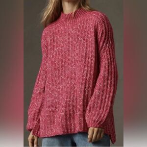 Anthropologie pilcro oversized mock neck sweater pink